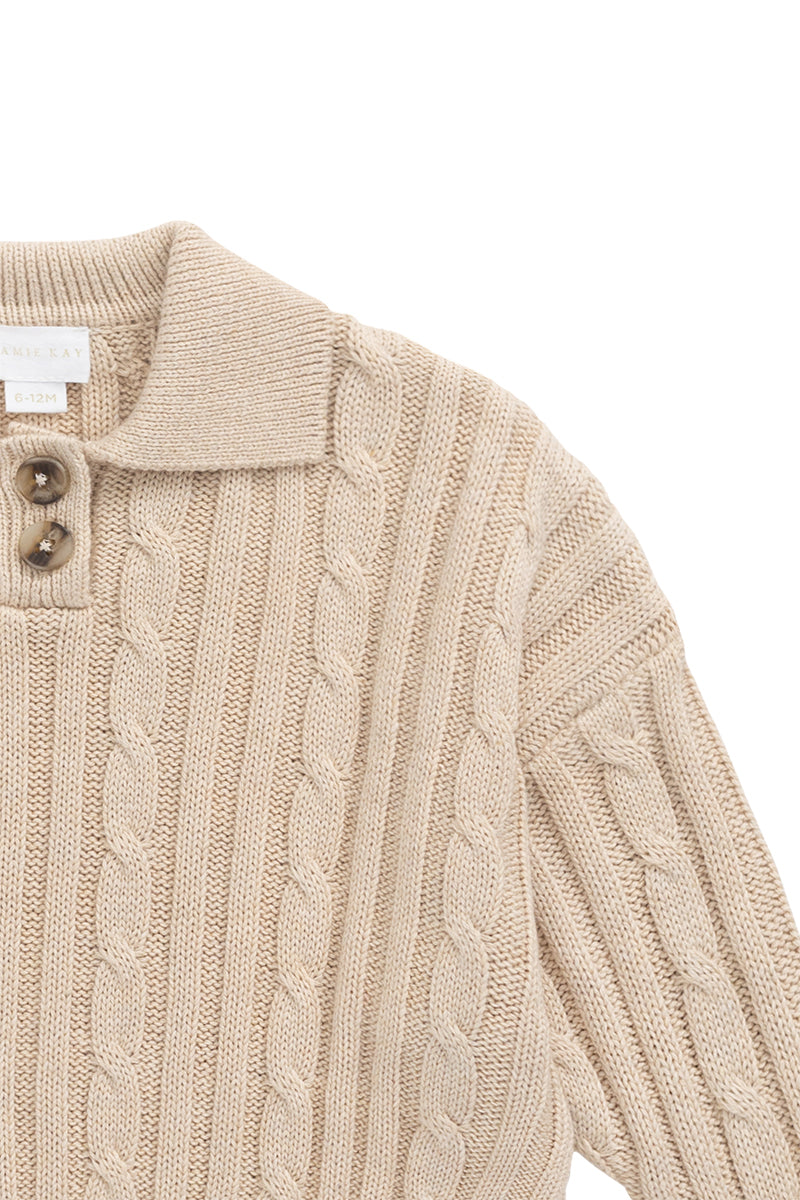 Wade Knit Jumper-Oatmeal Marle Childrens Jumper from Jamie Kay USA