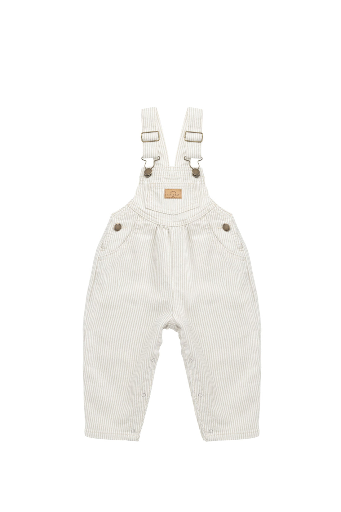Cecil Overall - Fine Vertical Stripe Sandy Brown/Cloud Childrens Overall from Jamie Kay USA