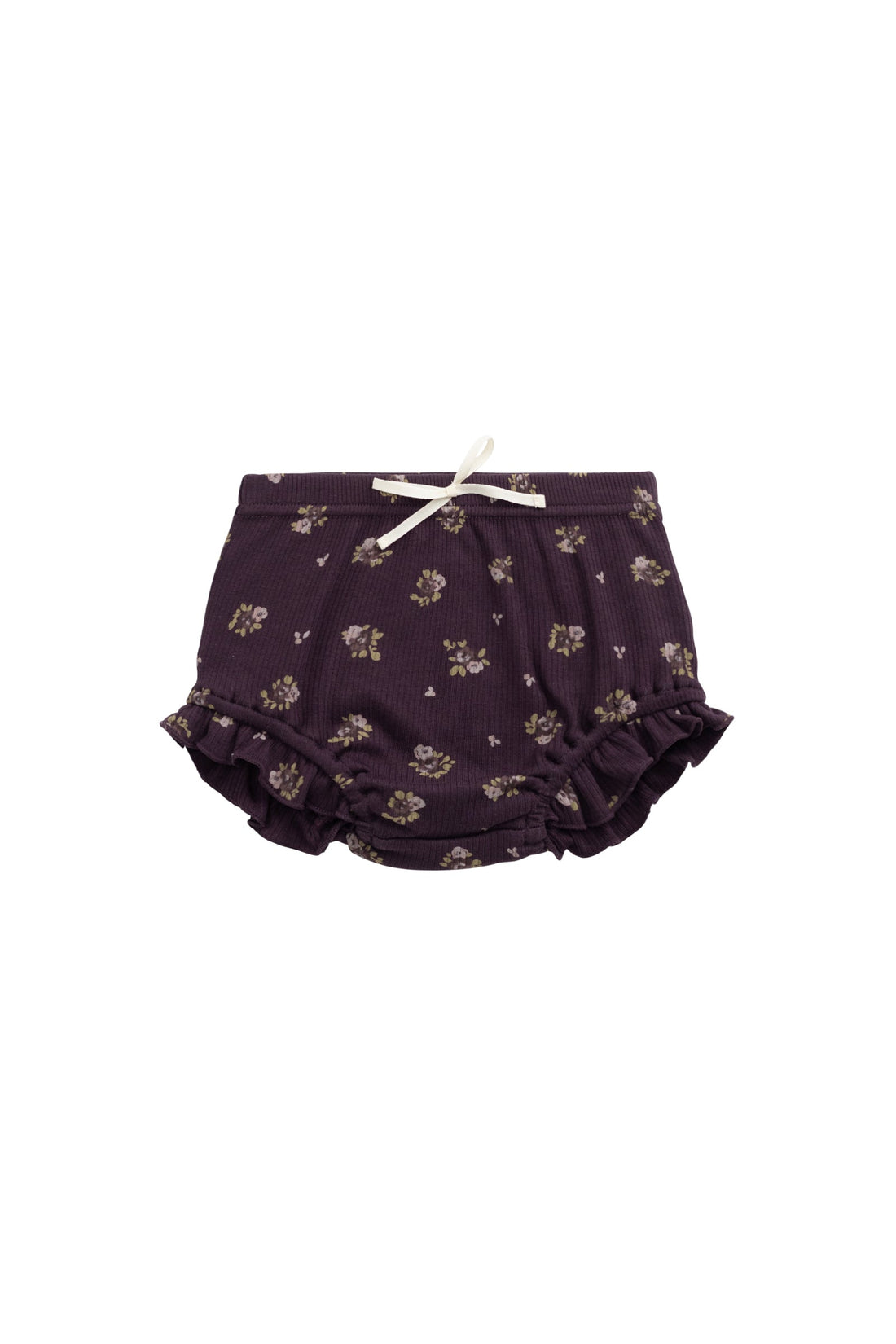 Organic Cotton Fine Rib Frill Bloomer - Simone Huckleberry Childrens Bloomer from Jamie Kay USA