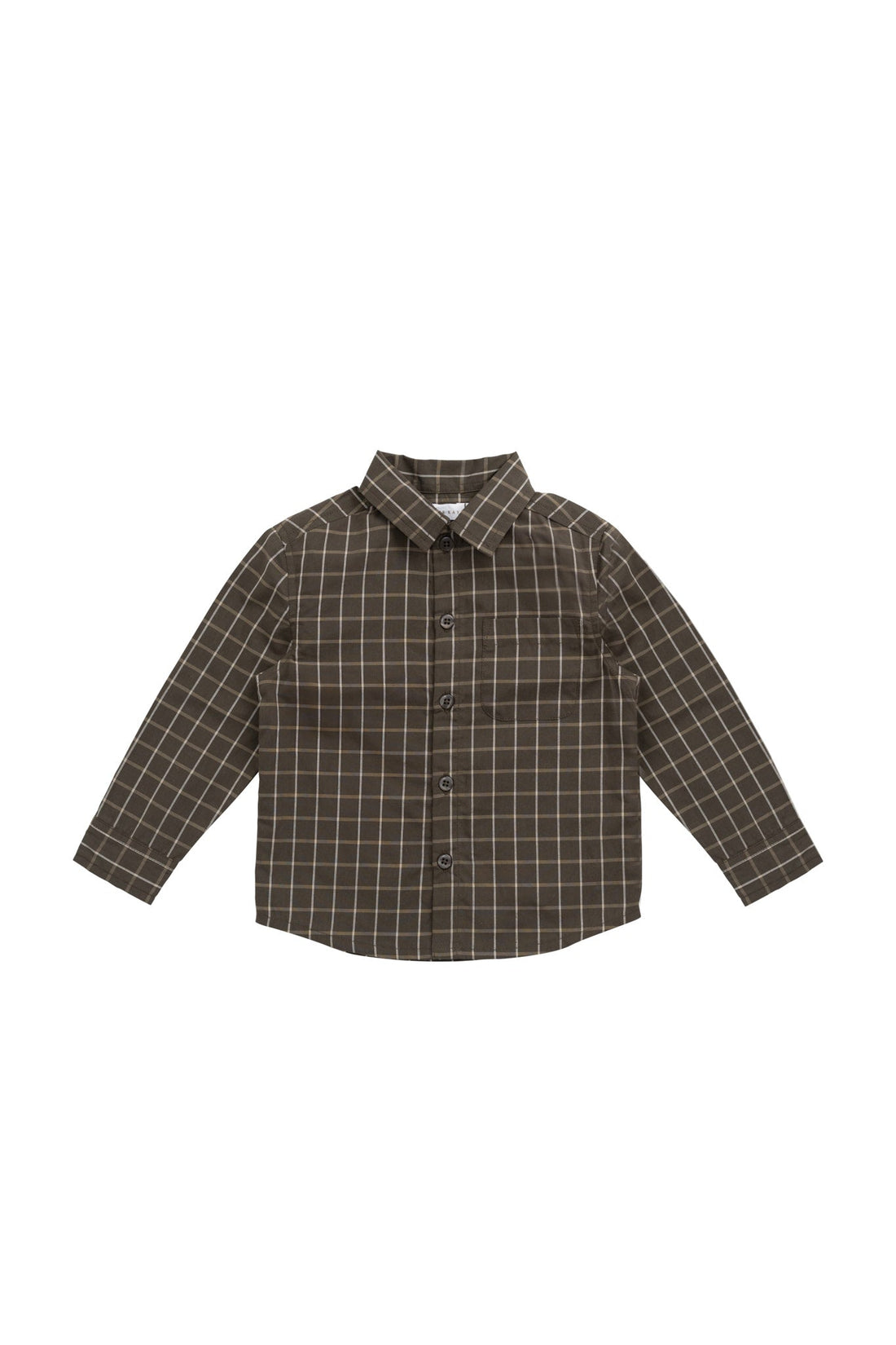 Organic Cotton Isaiah Shirt - Variegated Grid Tarmac Childrens Shirt from Jamie Kay USA