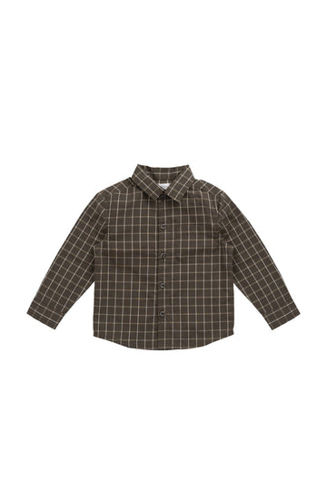 Organic Cotton Isaiah Shirt - Variegated Grid Tarmac Childrens Shirt from Jamie Kay USA