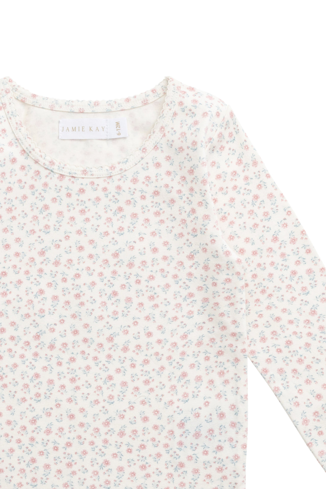 Organic Cotton Long Sleeve Top - Posy Garden Pink Childrens Top from Jamie Kay USA