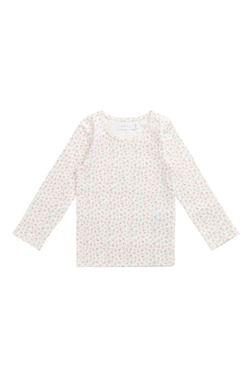 Organic Cotton Long Sleeve Top - Posy Garden Pink Childrens Top from Jamie Kay USA