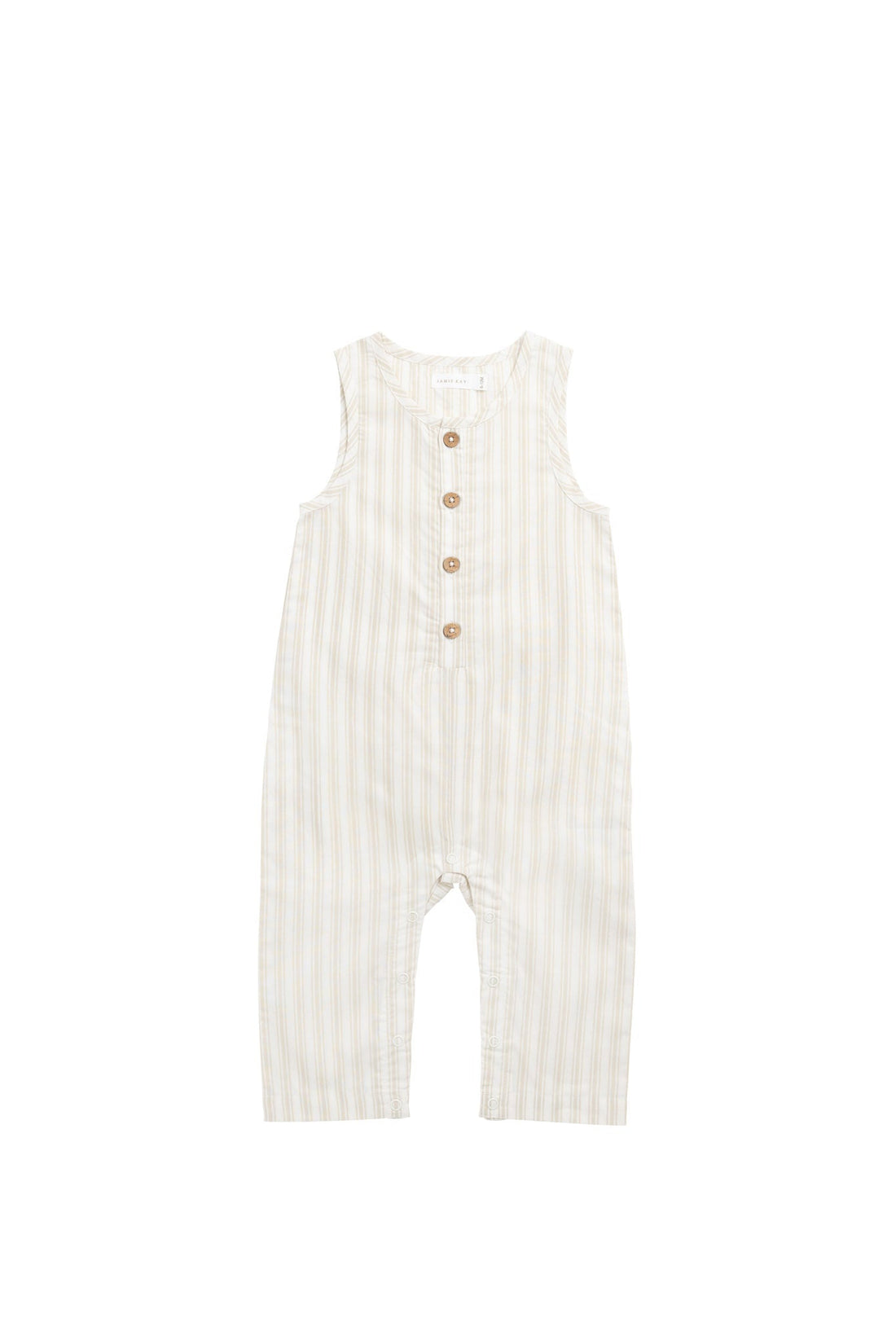 Organic Cotton Milo Jumpsuit - Variegated Stripe Foam Childrens Jumpsuit from Jamie Kay USA