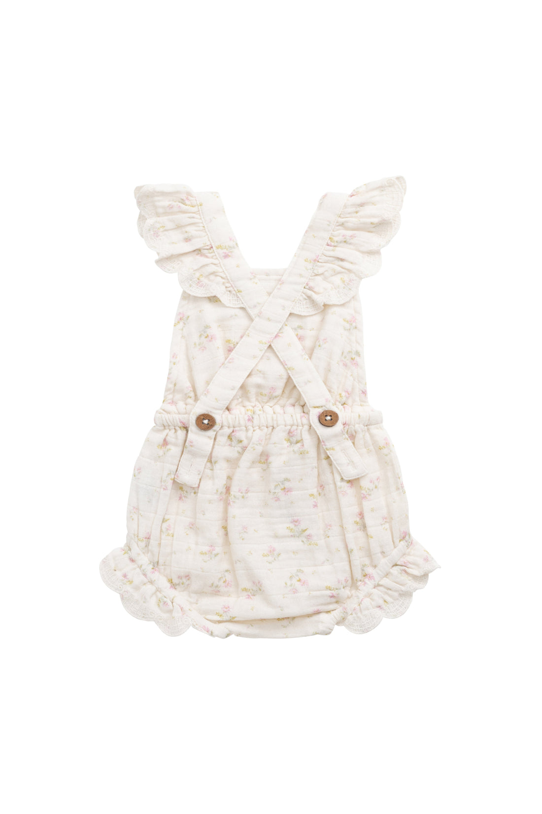 Organic Cotton Muslin Luciana Playsuit - Emelia Pink Childrens Playsuit from Jamie Kay USA