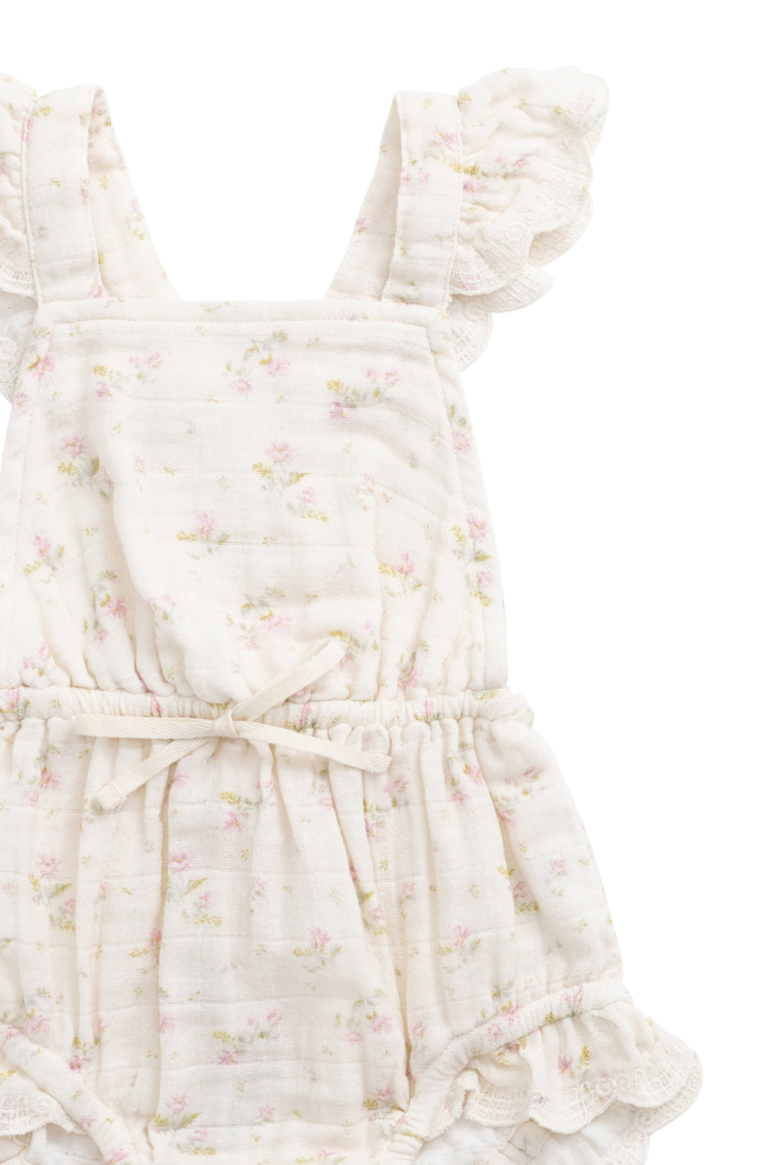 Organic Cotton Muslin Luciana Playsuit - Emelia Pink Childrens Playsuit from Jamie Kay USA
