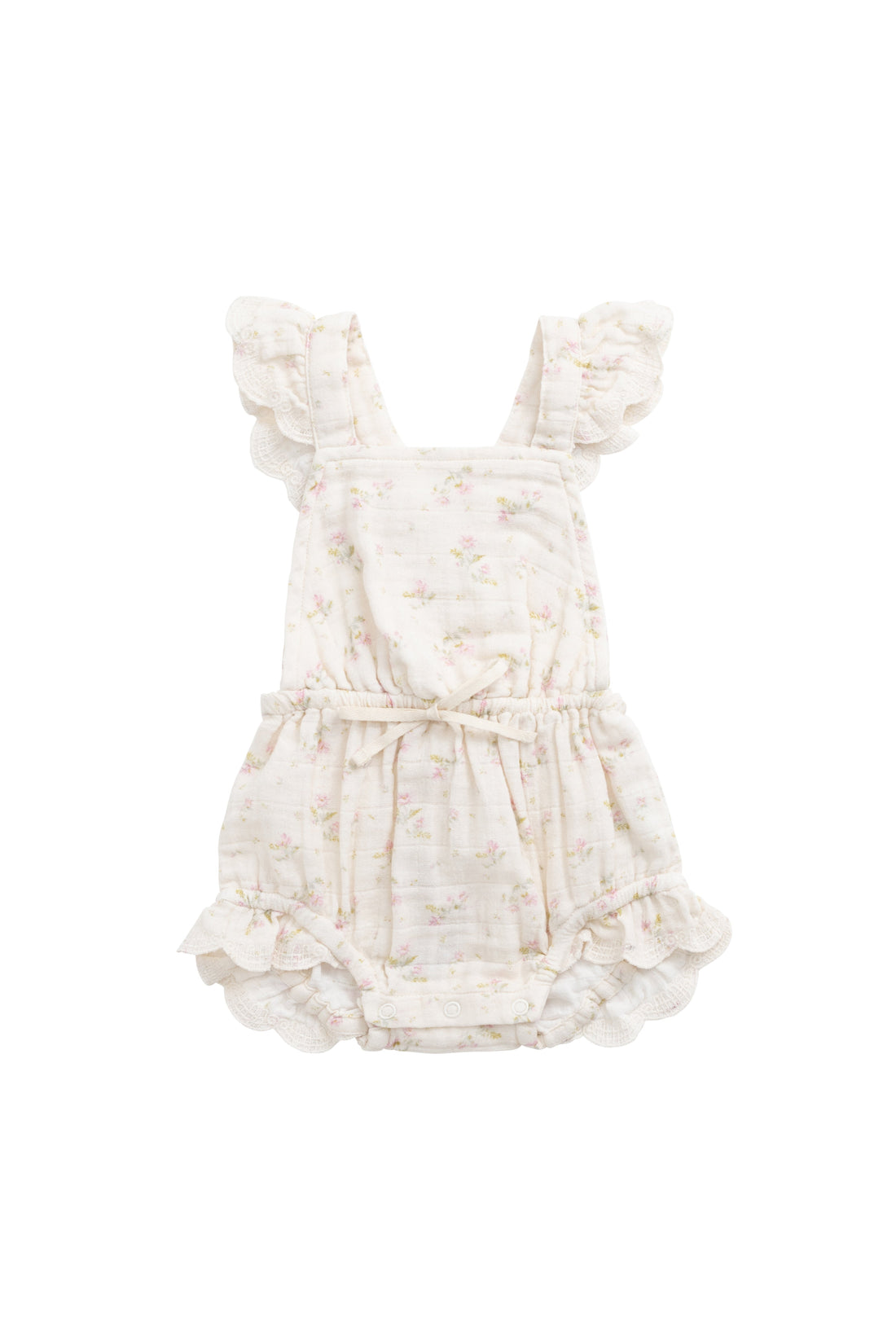 Organic Cotton Muslin Luciana Playsuit - Emelia Pink Childrens Playsuit from Jamie Kay USA