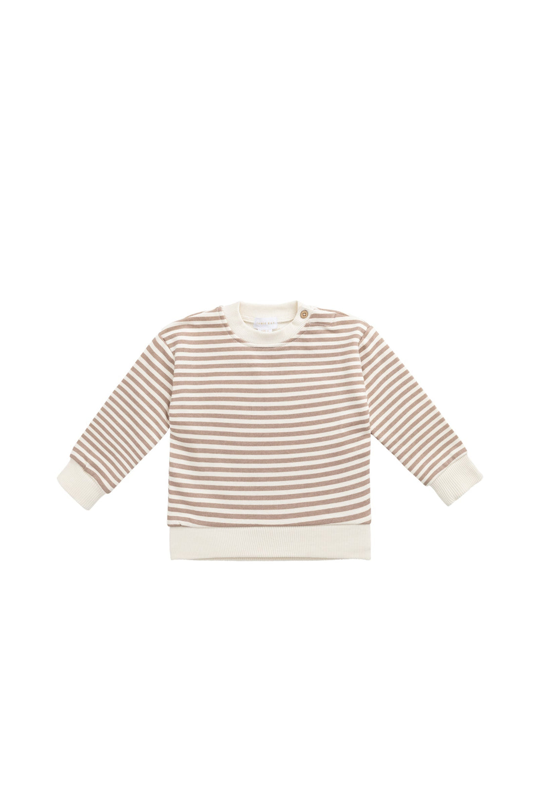 Organic Cotton Peyton Sweatshirt - Standard Stripe Carven Clay/Cloud Childrens Top from Jamie Kay USA