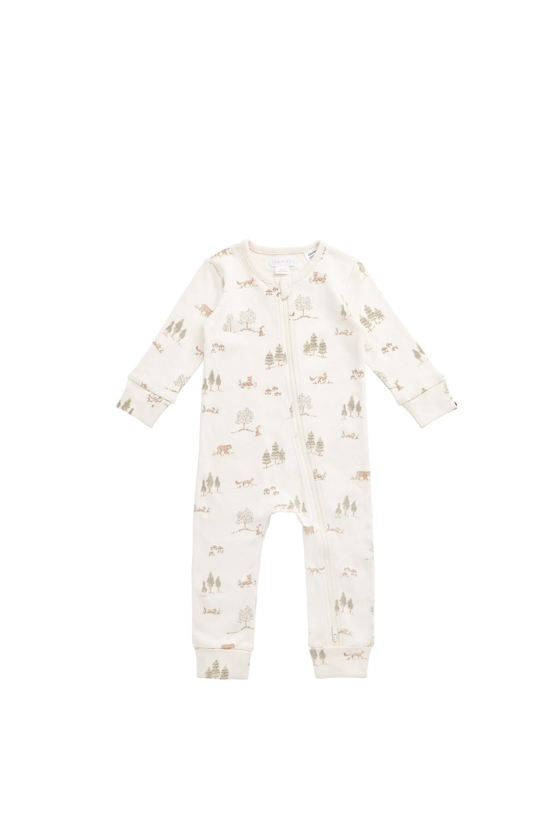 Organic Cotton Reese Zip Onepiece - Pine Forest Friends Childrens Onepiece from Jamie Kay USA