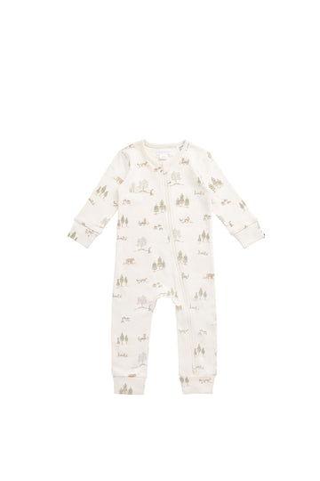 Organic Cotton Reese Zip Onepiece - Pine Forest Friends Childrens Onepiece from Jamie Kay USA