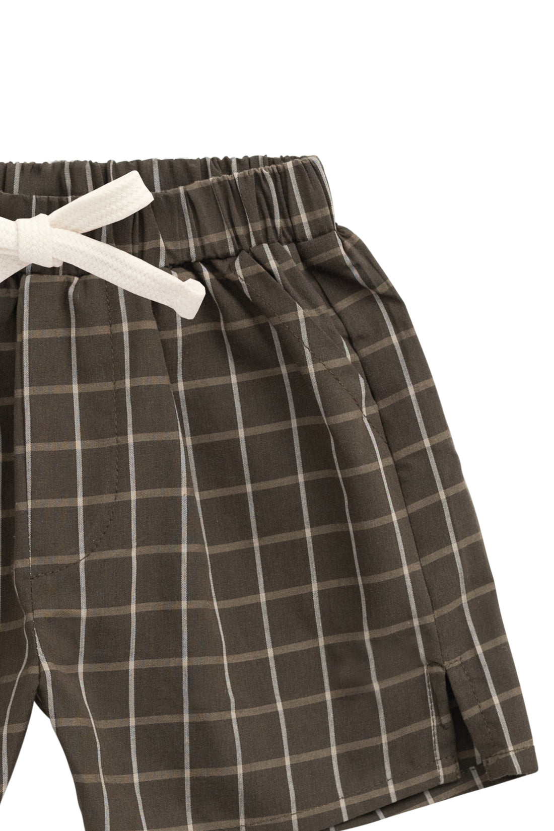 Organic Cotton Silas Short - Variegated Grid Tarmac Childrens Short from Jamie Kay USA