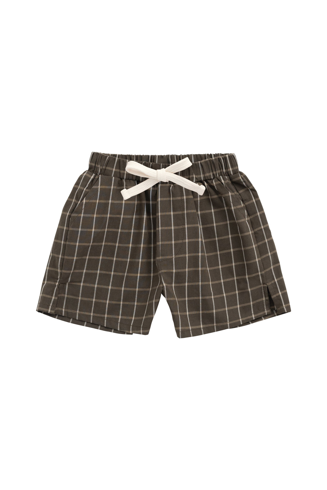 Organic Cotton Silas Short - Variegated Grid Tarmac Childrens Short from Jamie Kay USA