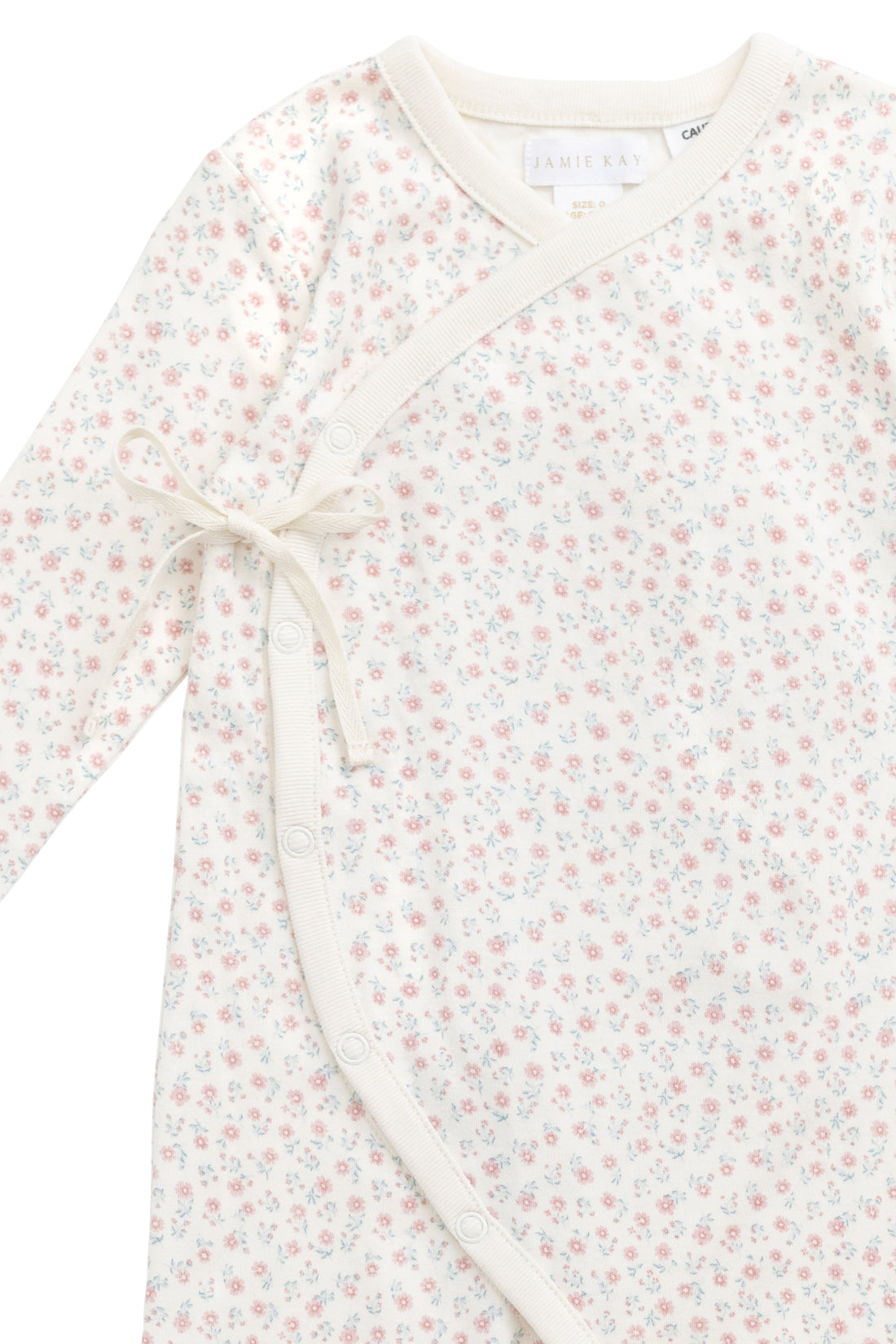 Organic Cotton Wrap Onepiece - Posy Garden Pink Childrens Onepiece from Jamie Kay USA