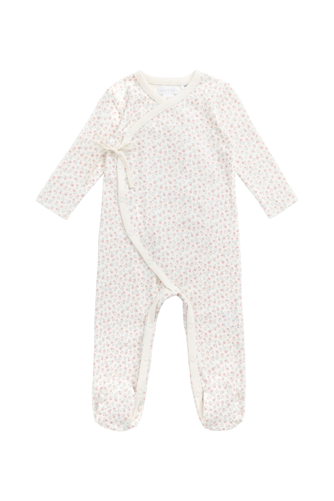 Organic Cotton Wrap Onepiece - Posy Garden Pink Childrens Onepiece from Jamie Kay USA