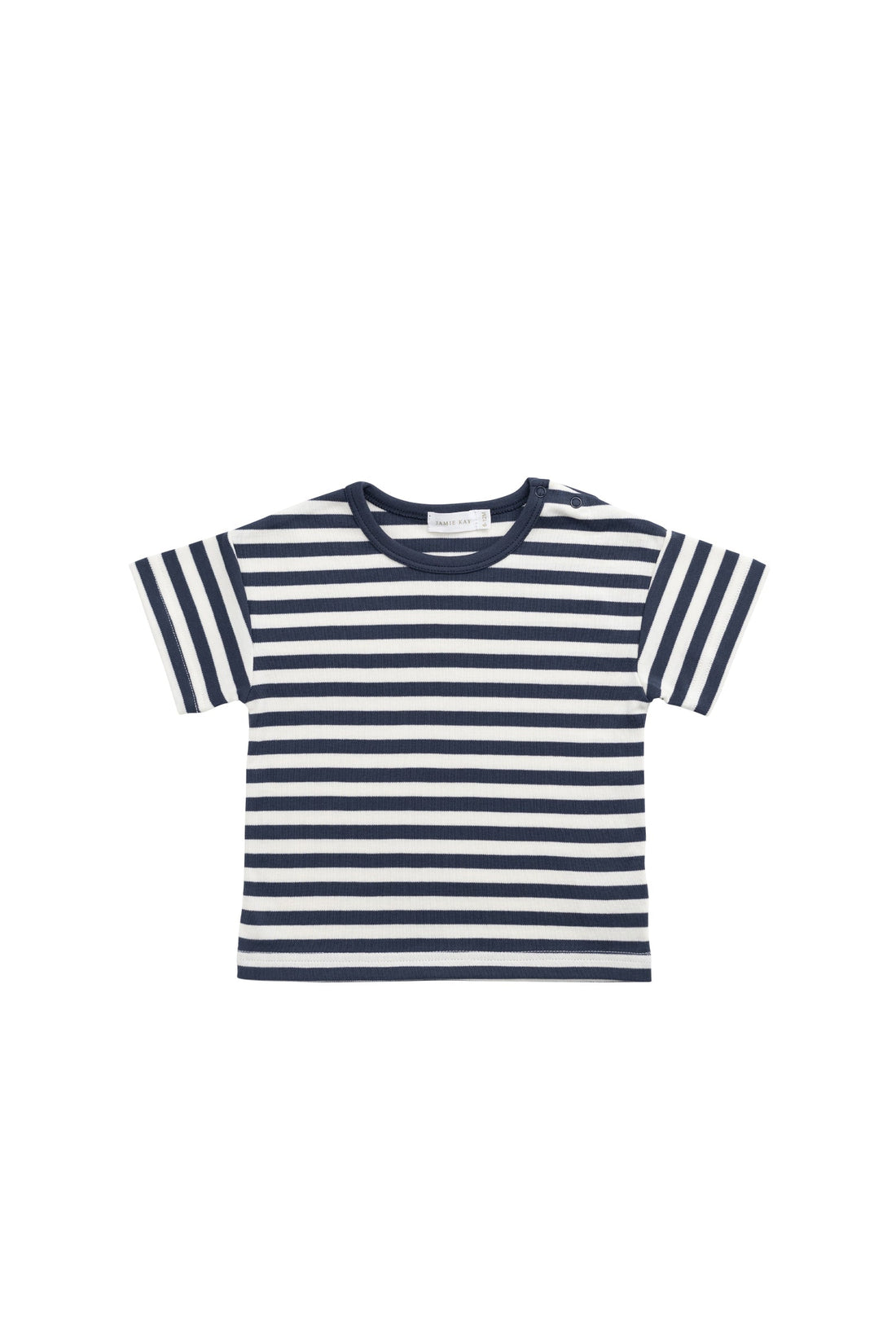 Pima Cotton Hunter Tee - Essential Stripe Charter/Cloud Childrens Top from Jamie Kay USA