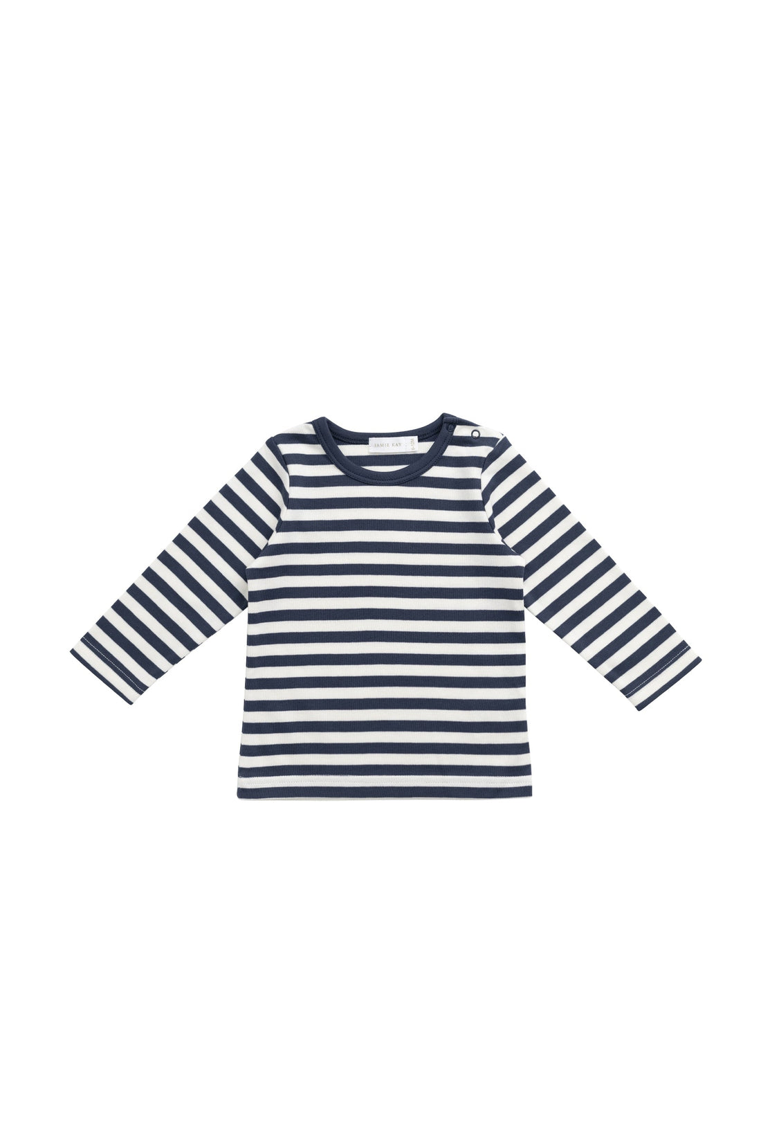Pima Cotton Vinny Long Sleeve Top - Essential Stripe Charter/Cloud Childrens Top from Jamie Kay USA