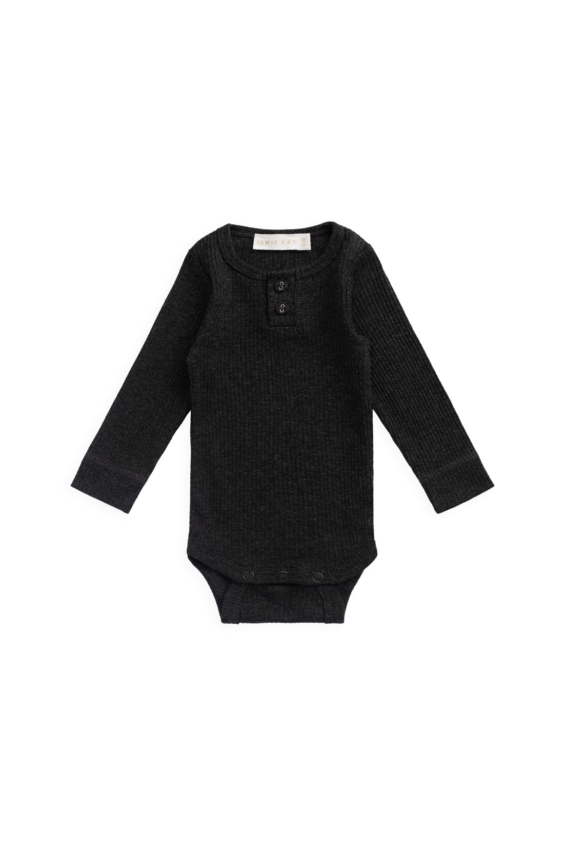 Organic Cotton Modal Long Sleeve Bodysuit - Dark Grey Marle Childrens Bodysuit from Jamie Kay USA