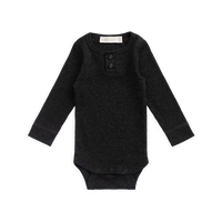 Organic Cotton Modal Long Sleeve Bodysuit - Dark Grey Marle Childrens Bodysuit from Jamie Kay USA