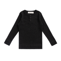 Organic Cotton Modal Long Sleeve Henley - Dark Grey Marle Childrens Top from Jamie Kay USA