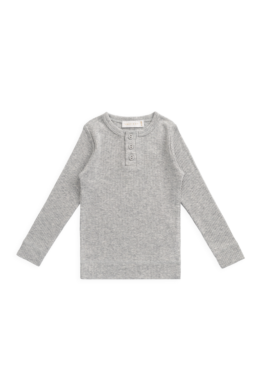 Organic Cotton Modal Long Sleeve Henley - Light Grey Marle Childrens Top from Jamie Kay USA