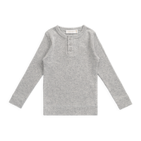 Organic Cotton Modal Long Sleeve Henley - Light Grey Marle Childrens Top from Jamie Kay USA