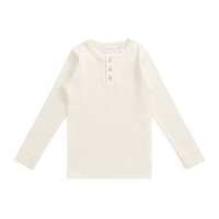 Organic Cotton Modal Long Sleeve Henley - Milk Childrens Top from Jamie Kay USA