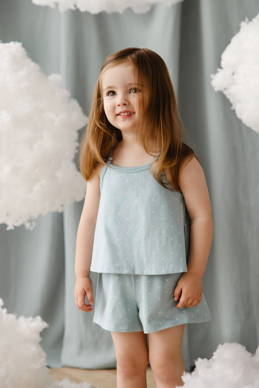 Organic Cotton Jaida Pyjama Singlet Set - Mon Amour Blue Childrens Pyjamas from Jamie Kay USA
