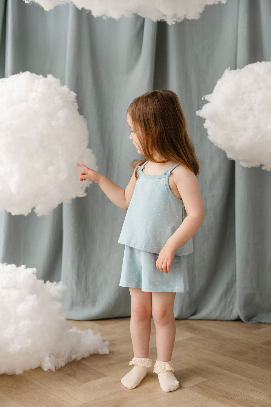Organic Cotton Jaida Pyjama Singlet Set - Mon Amour Blue Childrens Pyjamas from Jamie Kay USA