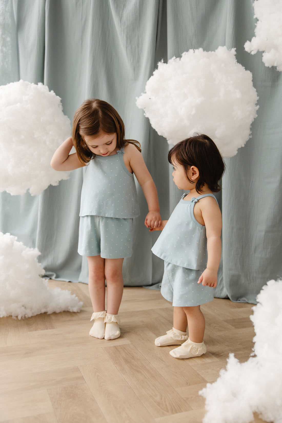 Organic Cotton Jaida Pyjama Singlet Set - Mon Amour Blue Childrens Pyjamas from Jamie Kay USA