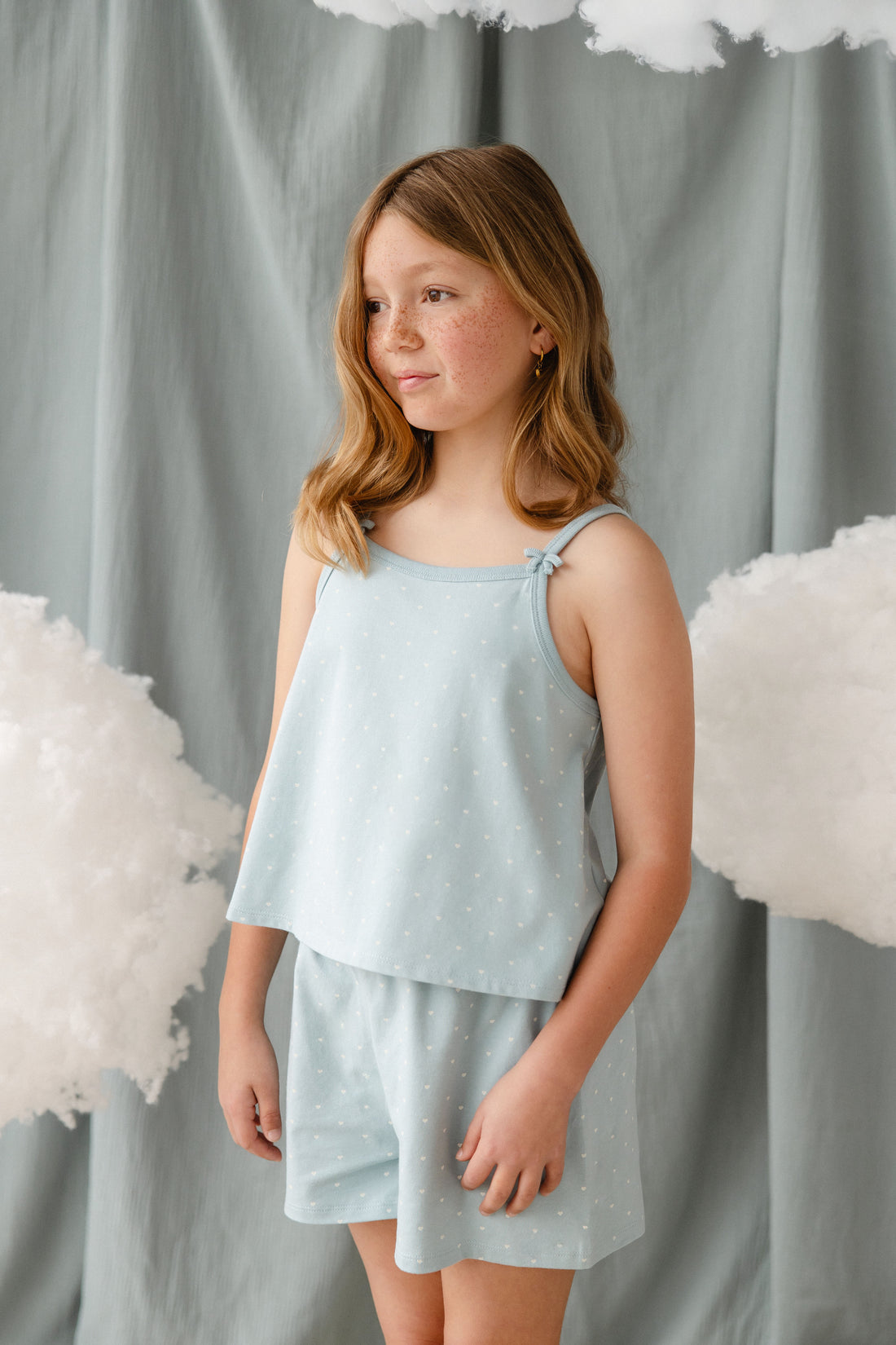 Organic Cotton Jaida Pyjama Singlet Set - Mon Amour Blue Childrens Pyjamas from Jamie Kay USA