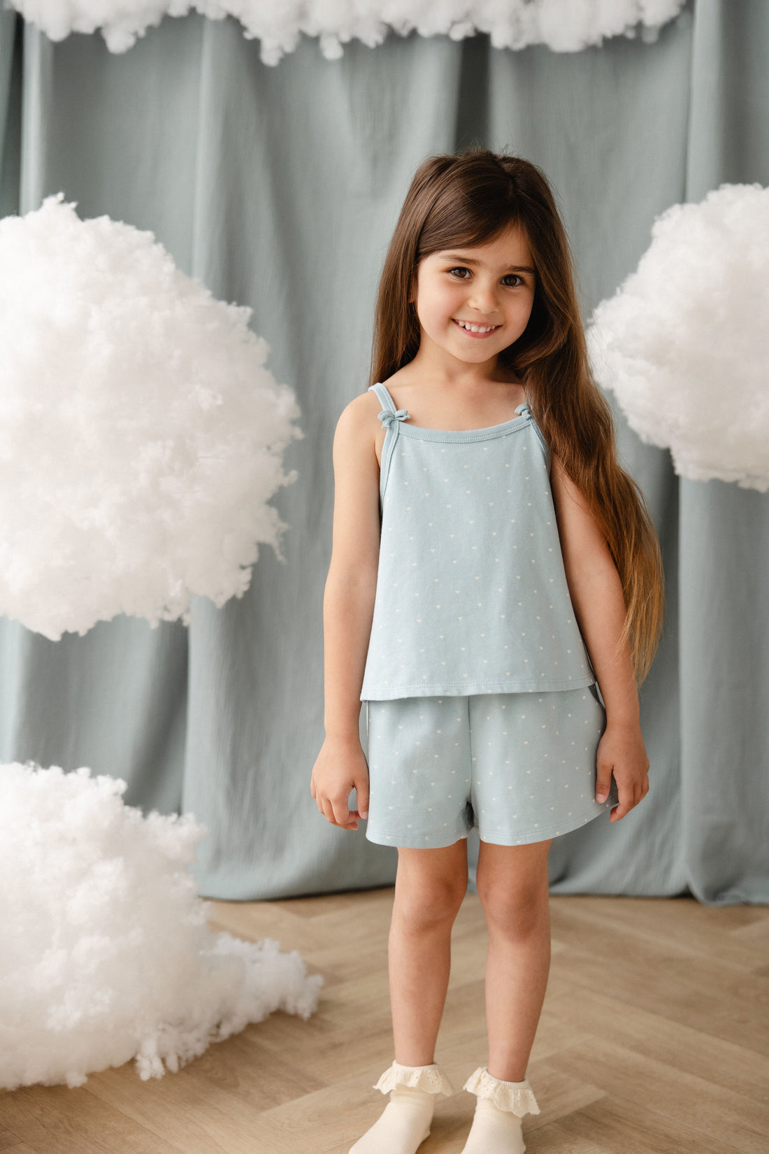 Organic Cotton Jaida Pyjama Singlet Set - Mon Amour Blue Childrens Pyjamas from Jamie Kay USA