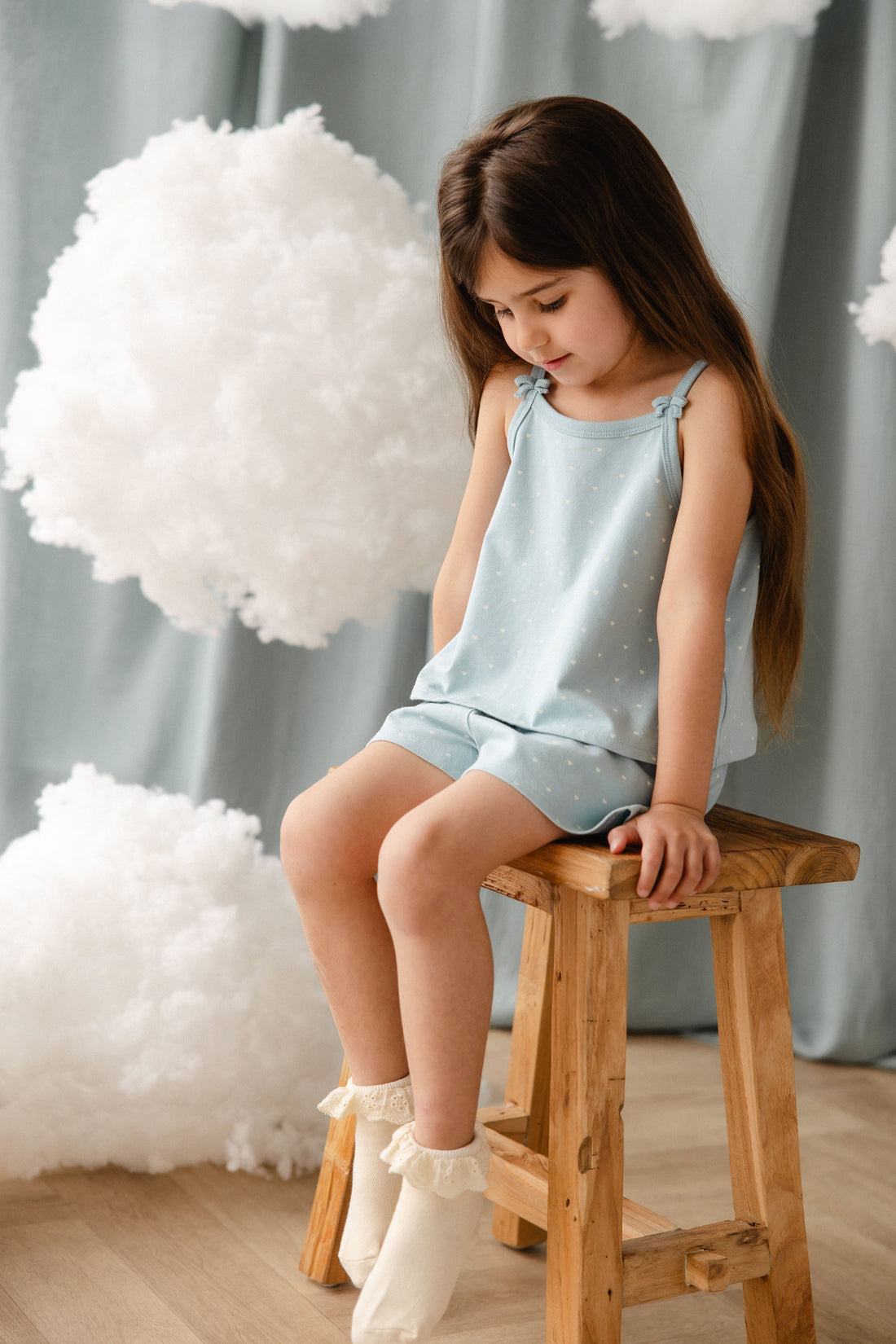 Organic Cotton Jaida Pyjama Singlet Set - Mon Amour Blue Childrens Pyjamas from Jamie Kay USA