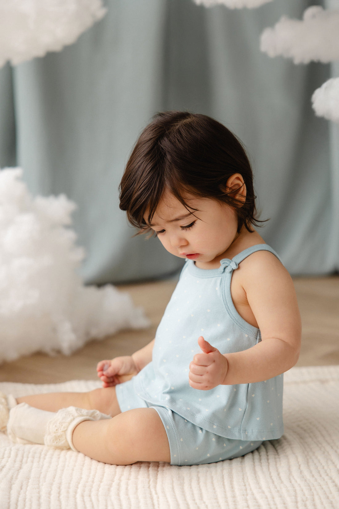 Organic Cotton Jaida Pyjama Singlet Set - Mon Amour Blue Childrens Pyjamas from Jamie Kay USA