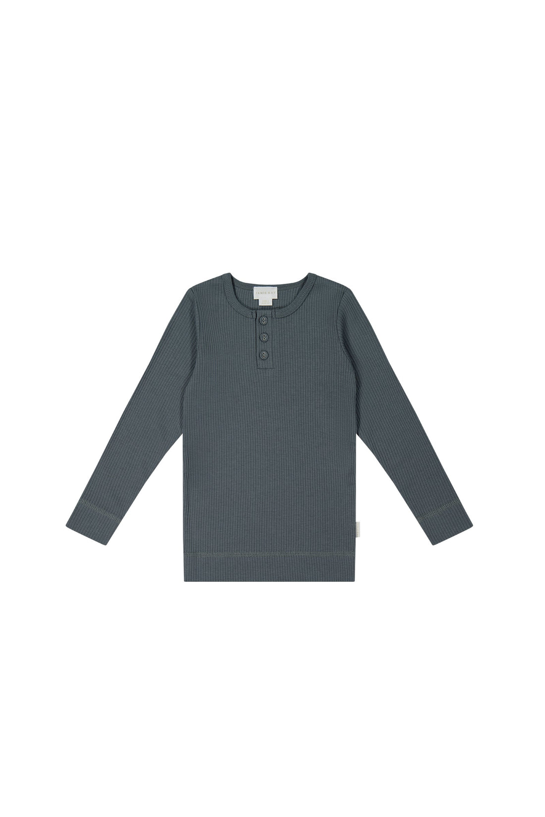 Organic Cotton Modal Long Sleeve Henley - Smoke Childrens Top from Jamie Kay USA