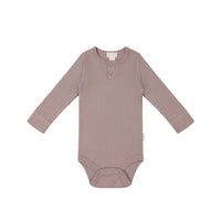 Organic Cotton Modal Long Sleeve Bodysuit - Mauve Shadow Childrens Bodysuit from Jamie Kay USA