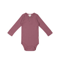 Organic Cotton Modal Long Sleeve Bodysuit - Rosette Childrens Bodysuit from Jamie Kay USA