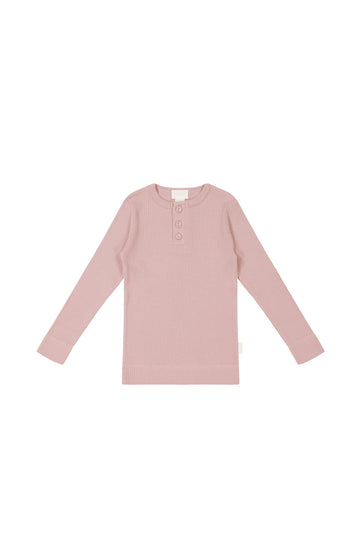 Organic Cotton Modal Long Sleeve Henley - Doll Childrens Top from Jamie Kay USA