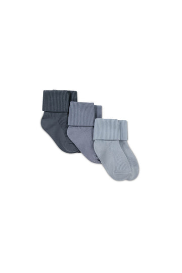 3PK Rib Sock - Arctic/Dawn/Pearl Blue Childrens Sock from Jamie Kay USA