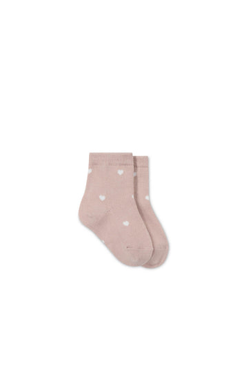 Harlow Sock - Petite Heart Rose Childrens Sock from Jamie Kay USA