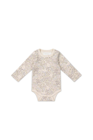 Organic Cotton Long Sleeve Bodysuit - April Floral Mauve Childrens Bodysuit from Jamie Kay USA