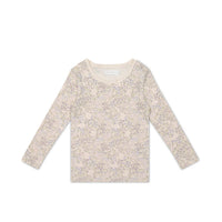 Organic Cotton Long Sleeve Top - April Floral Mauve Childrens Top from Jamie Kay USA