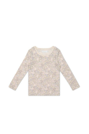Organic Cotton Long Sleeve Top - April Floral Mauve Childrens Top from Jamie Kay USA