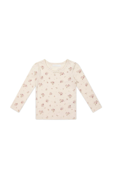 Organic Cotton Long Sleeve Top - Lauren Floral Tofu Childrens Top from Jamie Kay USA