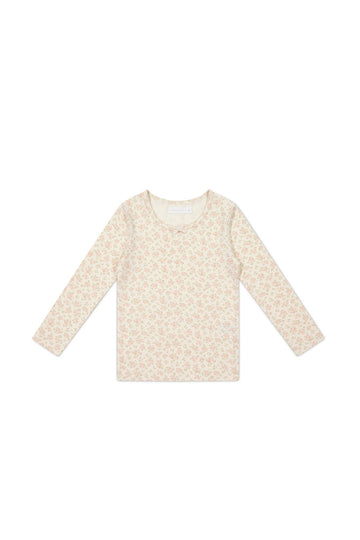 Organic Cotton Long Sleeve Top - Rosalie Floral Mauve Childrens Top from Jamie Kay USA