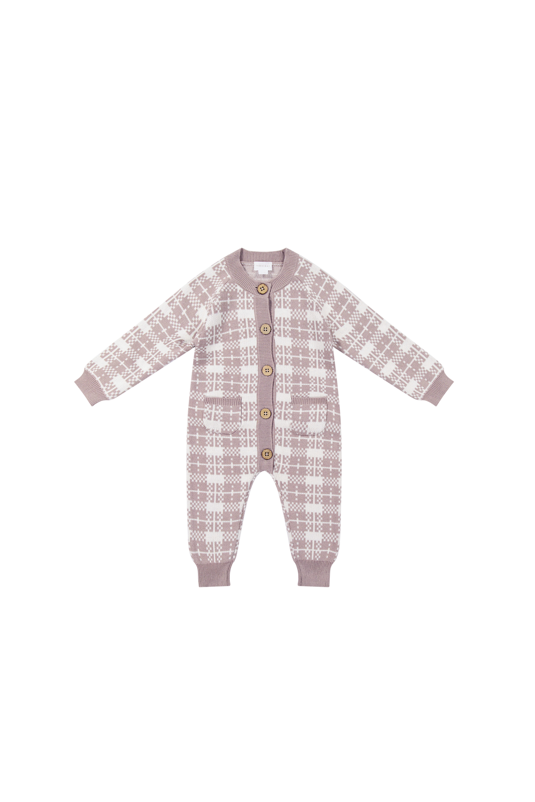 Marlo Knitted Onepiece - Marlo Check Jacquard Doe Childrens Onepiece from Jamie Kay USA