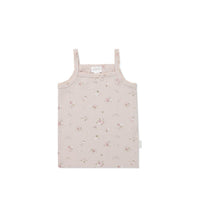 Organic Cotton Fine Rib Singlet - Petite Fleur Violet Childrens Singlet from Jamie Kay USA