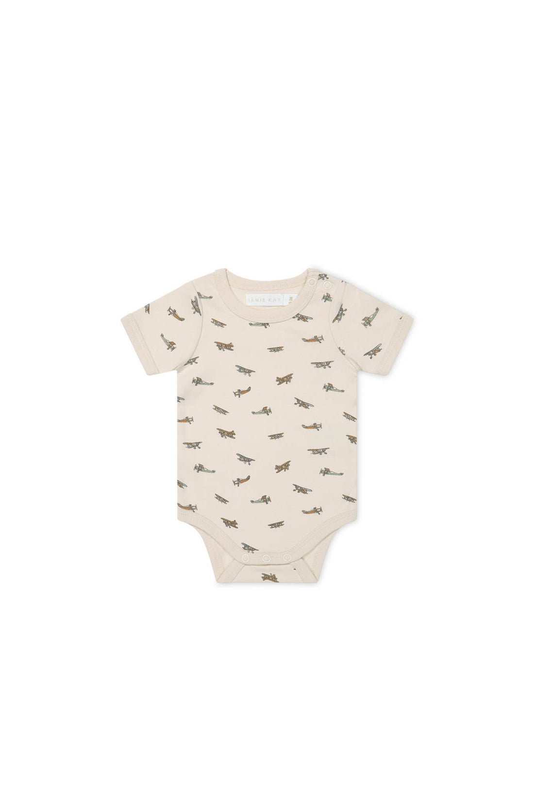 Organic Cotton Hudson Short Sleeve Bodysuit - Avion Shell Childrens Bodysuit from Jamie Kay USA