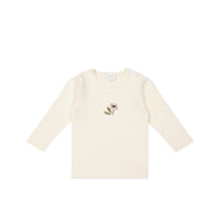 Pima Cotton Long Sleeve Top - Parchment Petite Goldie Childrens Top from Jamie Kay USA