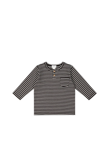 Pima Cotton Diego Top - Jason Stripe Cloud/Dark Chocolate Childrens Top from Jamie Kay USA