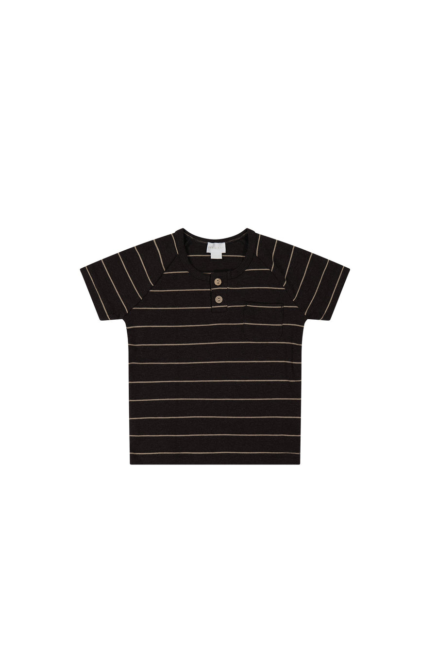 Pima Cotton Jason Tee - Easy Stripe Dark Chocolate/Woodsmoke Childrens Top from Jamie Kay USA